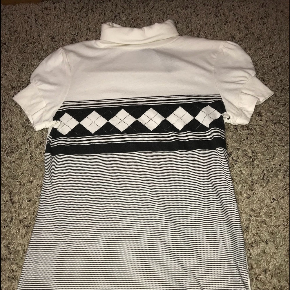Short Sleeve White+Black Turtleneck